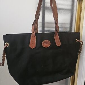 Vintage Y2K Classic Dooney & Bourke Black and Brown Nylon Tote Bag